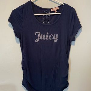Navy Blue Blouse with Criss Cross Back